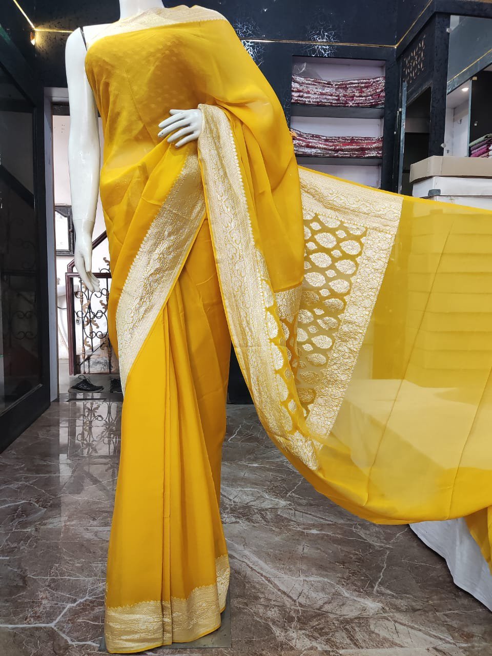 Chiffon Khaddi Georgette Banarasi Saree