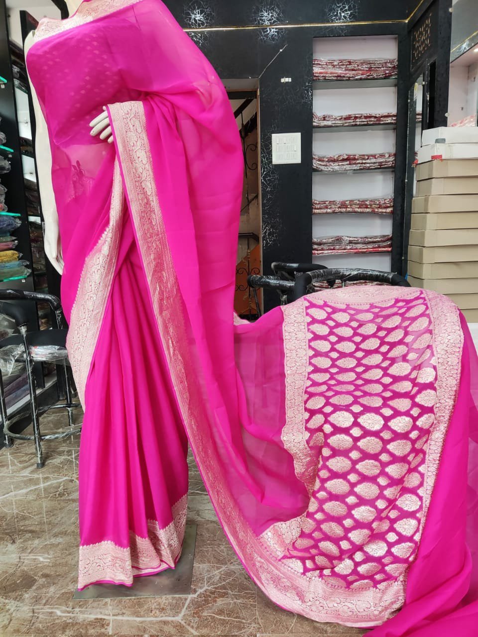 Chiffon Khaddi Georgette Banarasi Saree