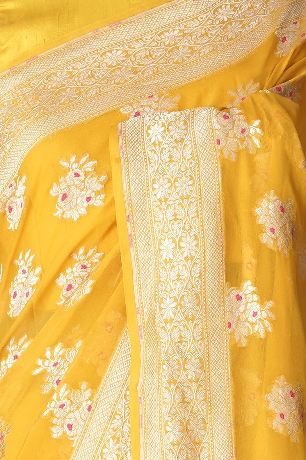 Pure Khaddi Georgette Saree Gold Color