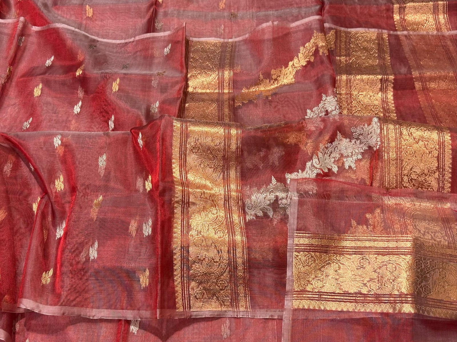 Banarasi Handloom Silk Tissue Saree in Maroon