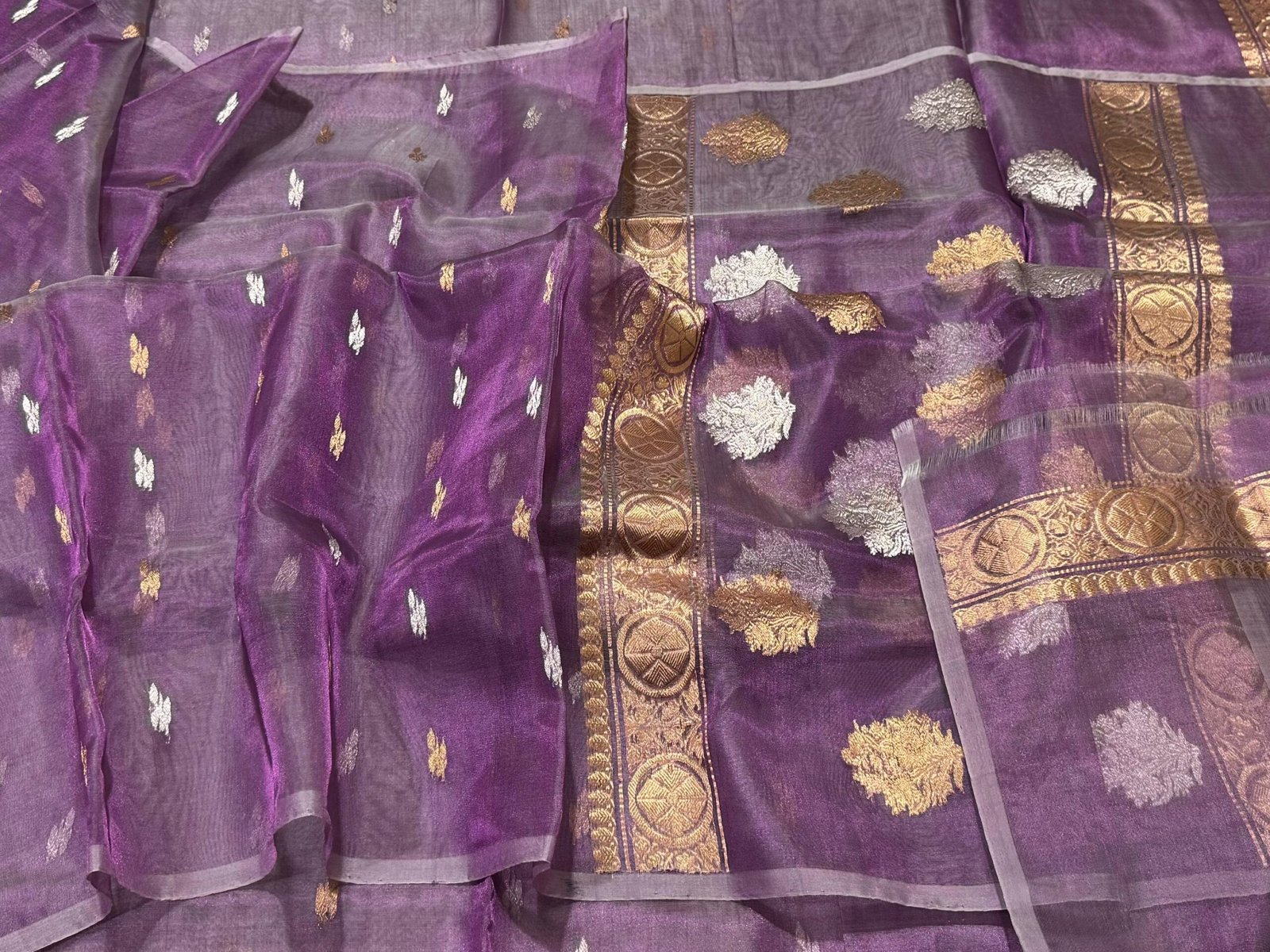 Banarasi Handloom Silk Tissue Saree in Purple