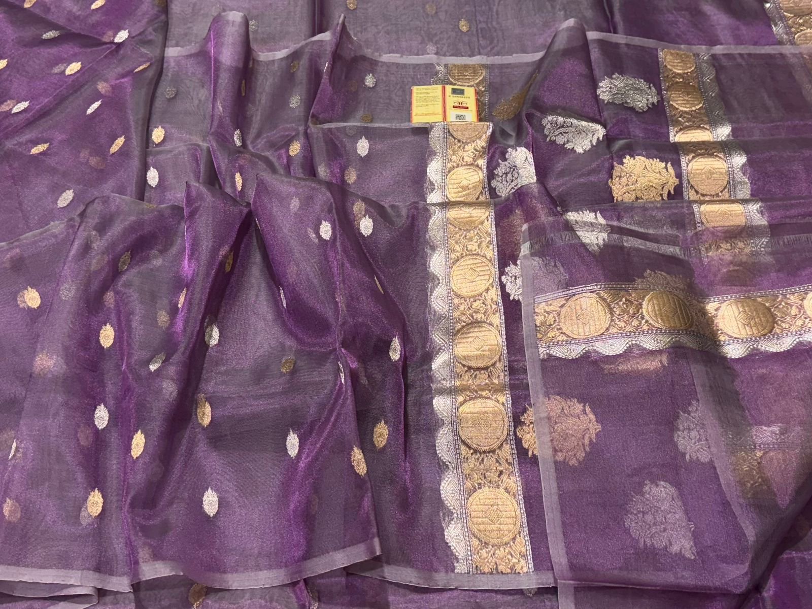 Banarasi Handloom Silk Tissue Saree in Lavender