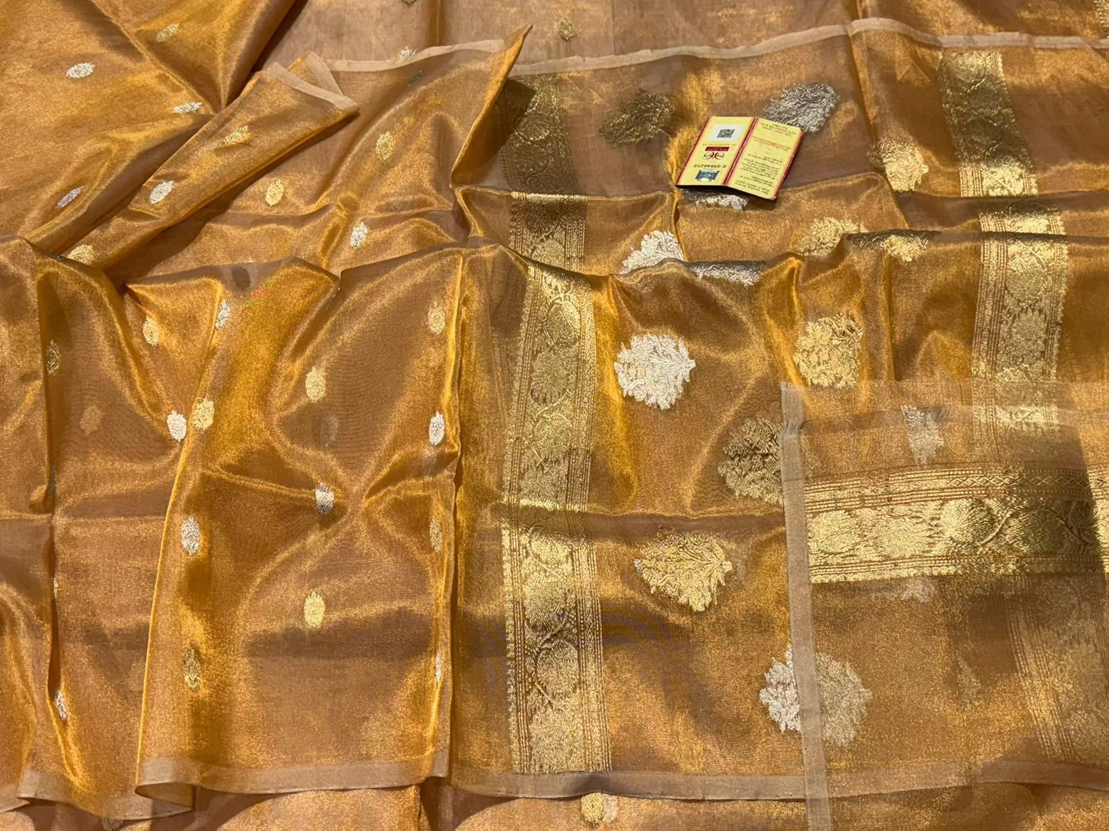 Banarasi Handloom Silk Tissue Saree in Golden