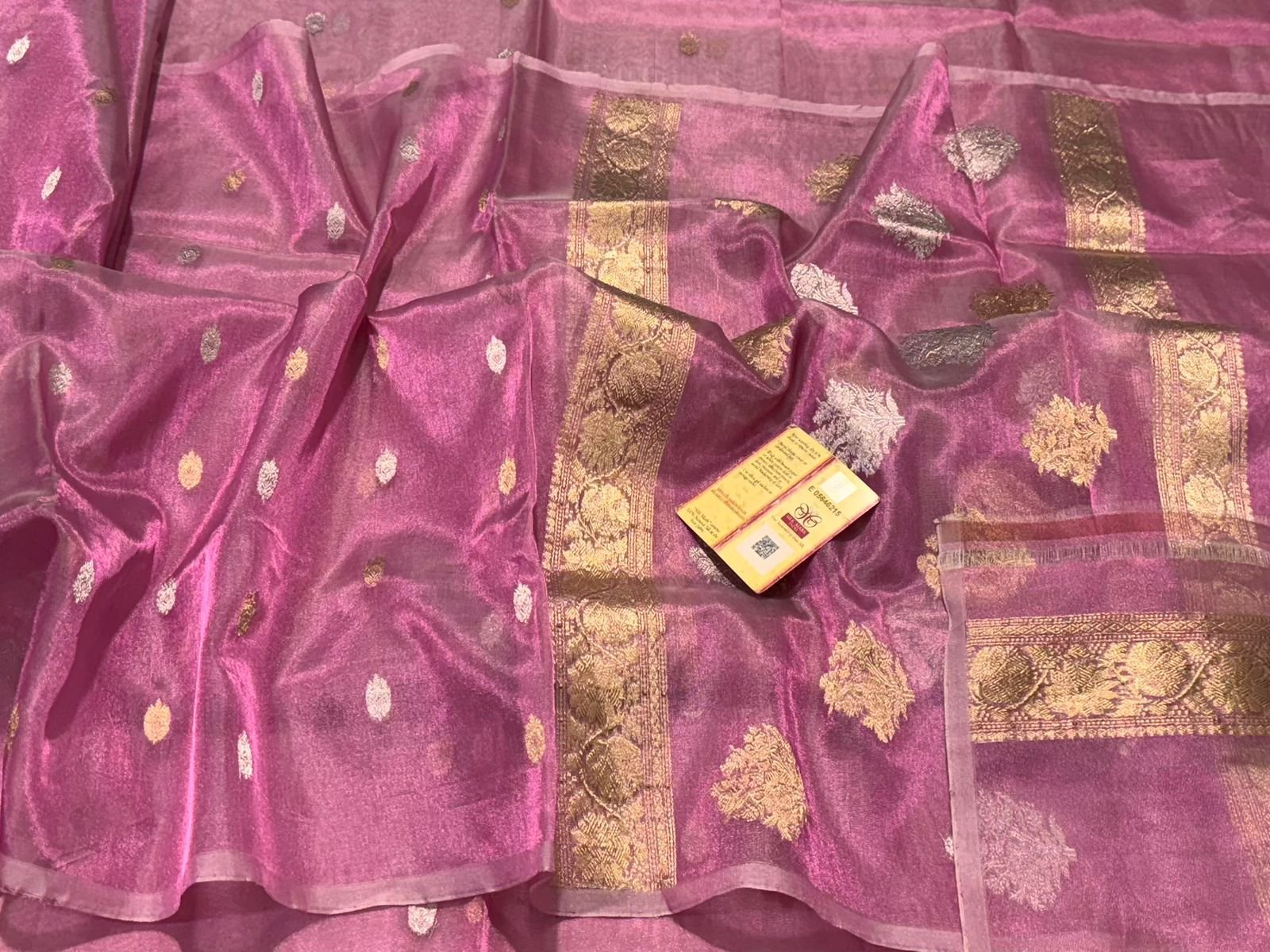 Banarasi Handloom Silk Tissue Saree in Pink