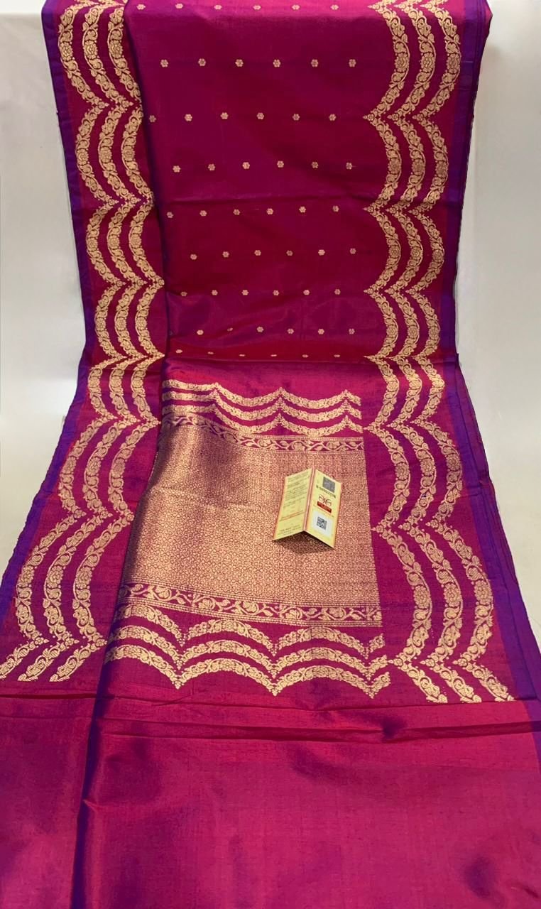 Banarasi Pure Katan Silk Saree Borderless Wavy