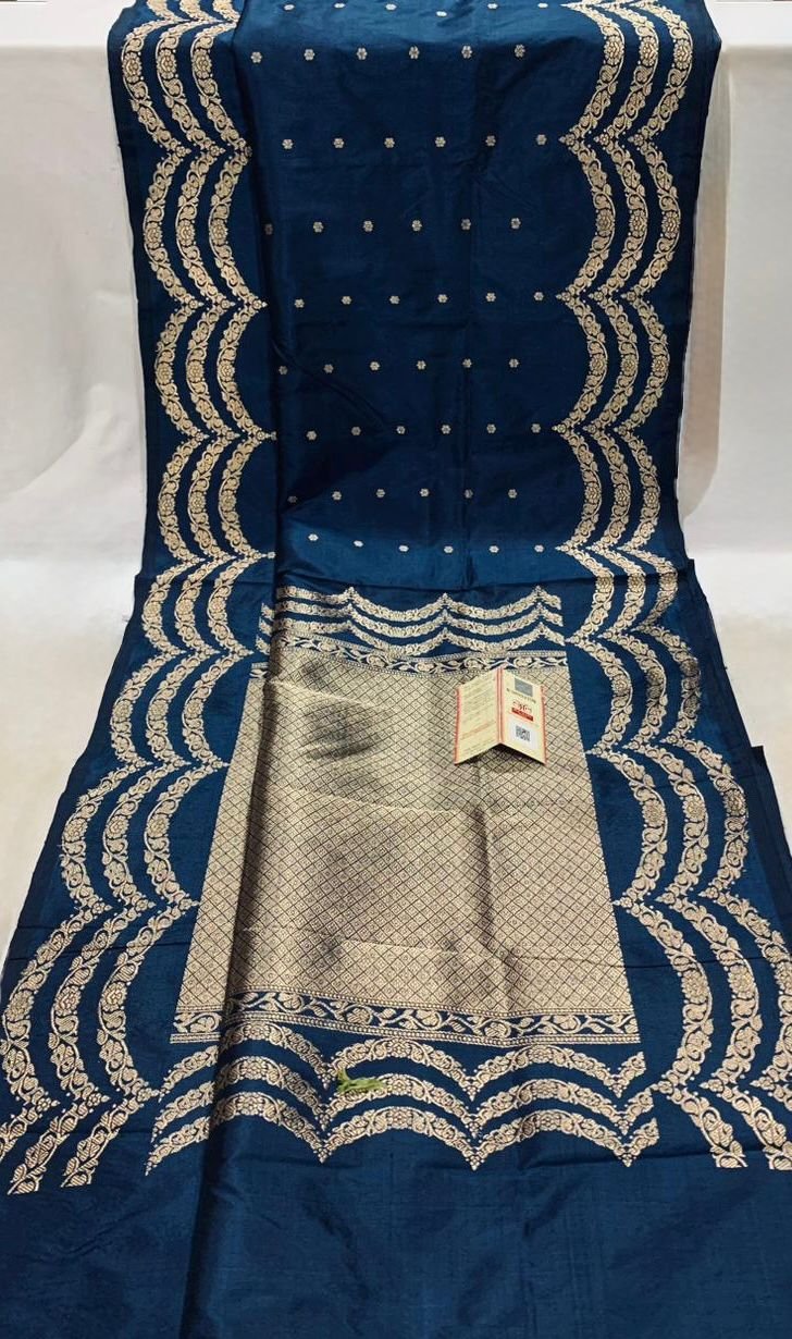 Banarasi Pure Katan Silk Saree Beautiful Royal Blue