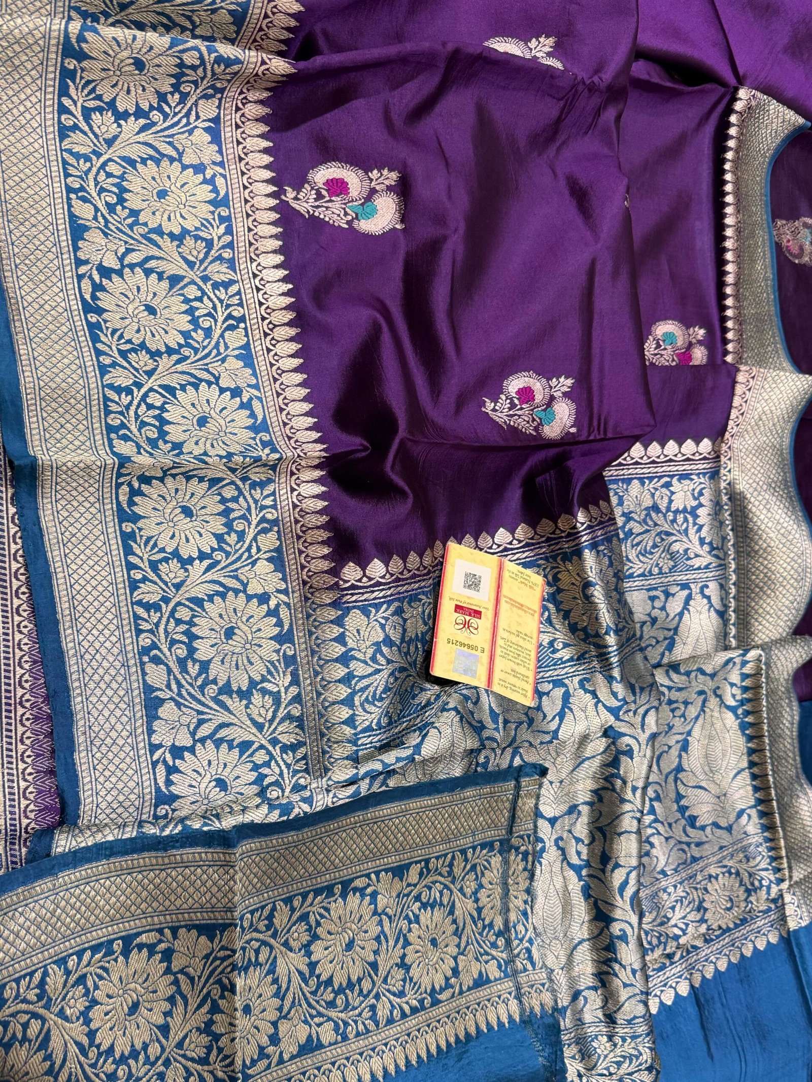 Banarasi Pure Row Mango Silk Handloom Saree Royal Purple