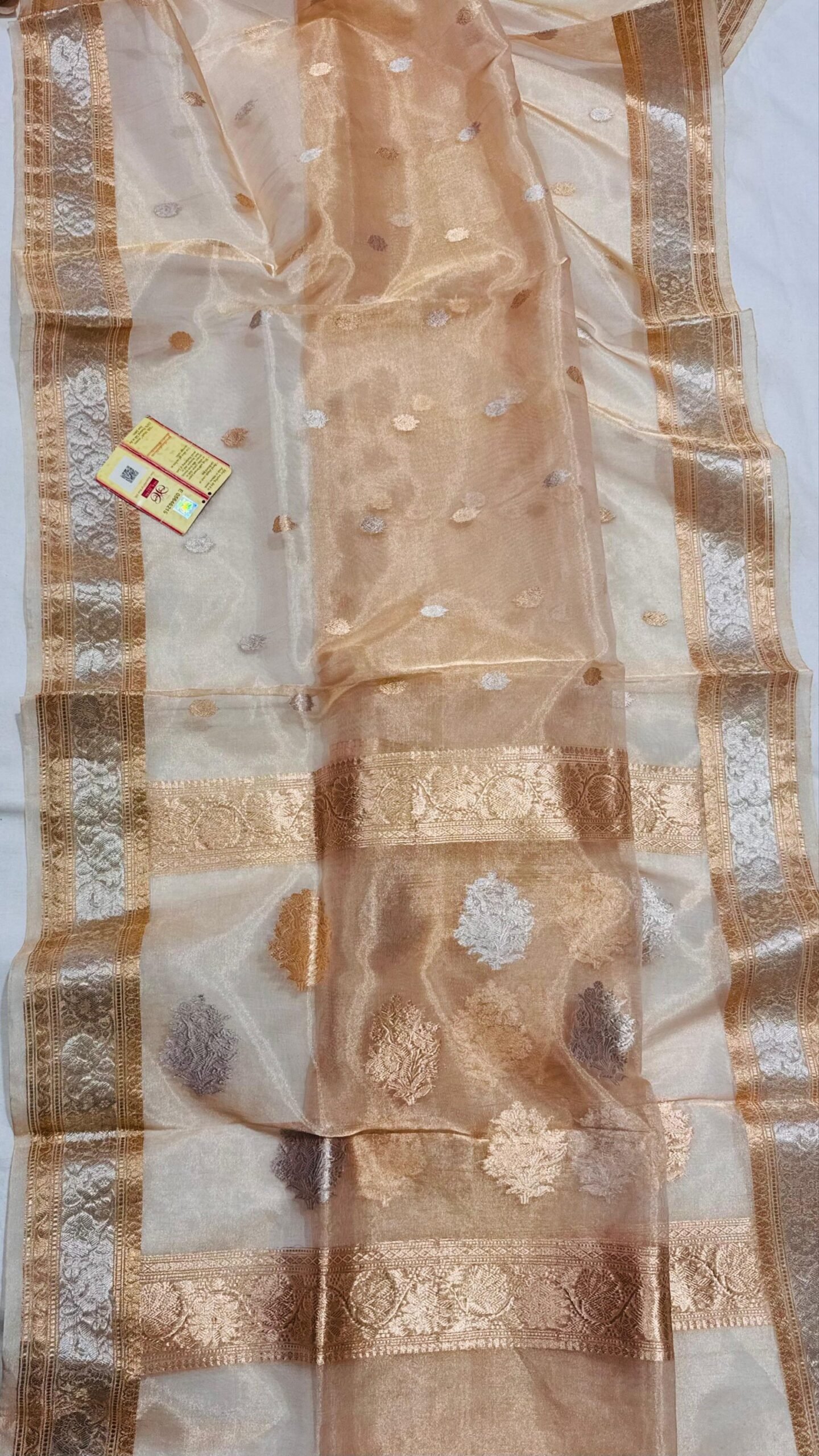 Champagne Gold Pure Tissue Silk Saree – Radiance of Subtle Luxury