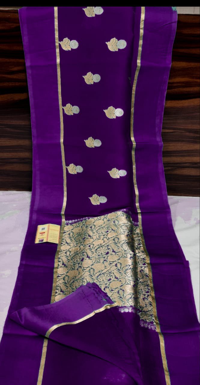 Royal Purple Pure Kora Organza Saree – Grace with Grandeur