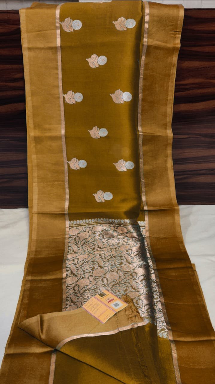 Rich Rust Pure Kora Organza Saree – Traditional Charm in a Luxe Finish