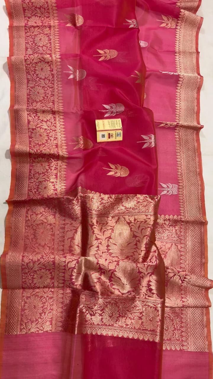 💫 Banarasi Handloom Pure Kora Silk Saree with Mashru Border 💫