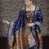 Banarasi Silk Meena Weaving Suits Wholesale – Matching Top & Dupatta – 7 Pcs Unstitched Set