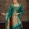 Banarasi Silk Meena Weaving Suits Wholesale – Matching Top & Dupatta – 7 Pcs Unstitched Set