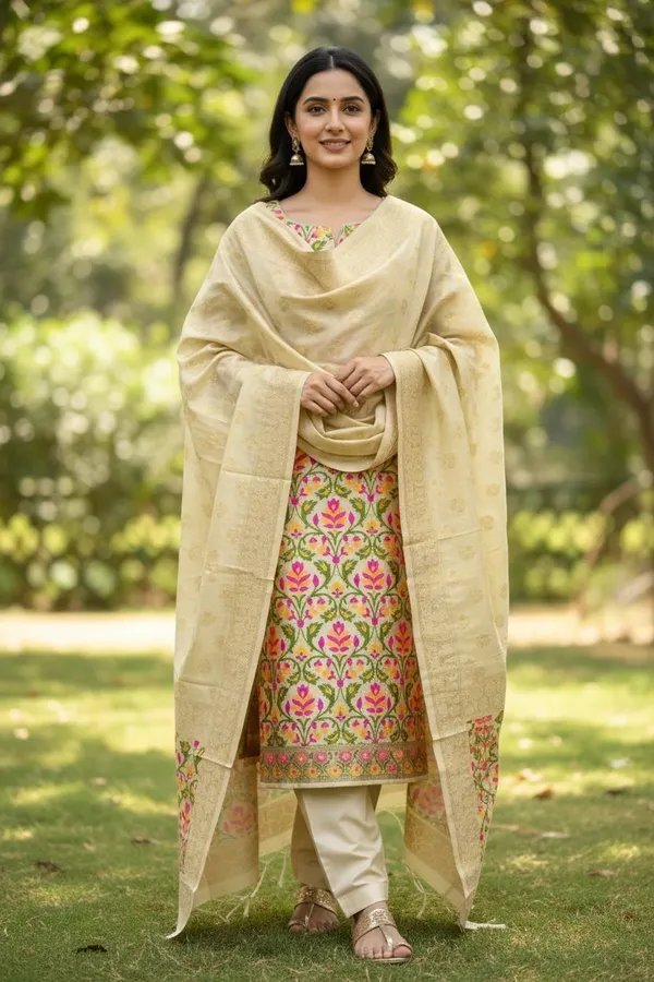 Banarasi Silk Meena Weaving Suits Wholesale – Matching Top & Dupatta – 6 Pcs Unstitched Set Banarasi Silk Meena Weaving Suits Wholesale – Matching Top & Dupatta – 6 Pcs Unstitched Set - Image 8