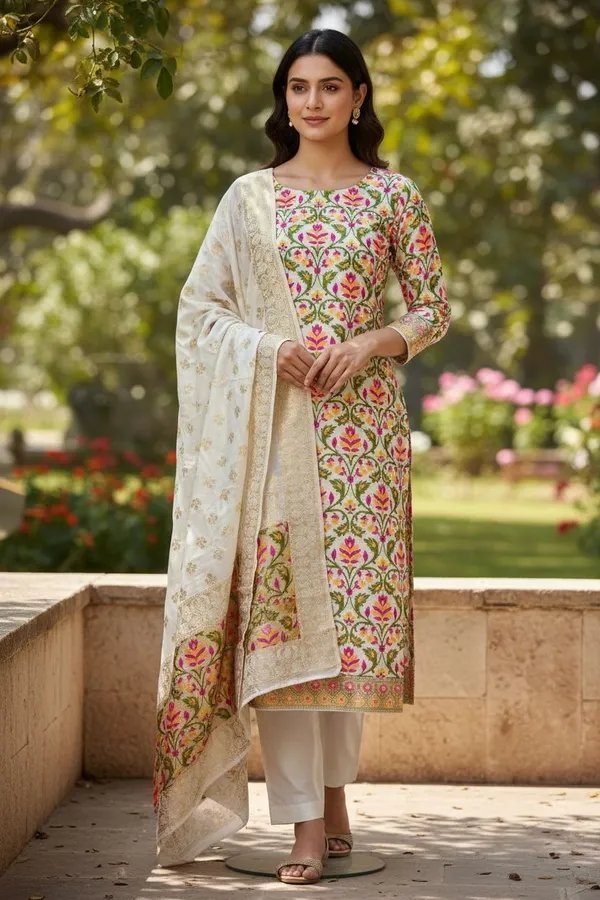 Banarasi Silk Meena Weaving Suits Wholesale – Matching Top & Dupatta – 6 Pcs Unstitched Set Banarasi Silk Meena Weaving Suits Wholesale – Matching Top & Dupatta – 6 Pcs Unstitched Set - Image 7